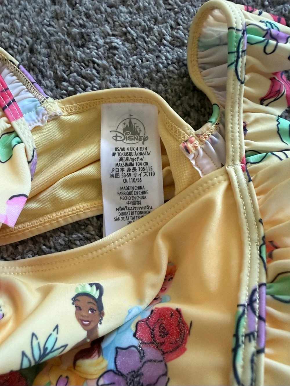 Disney Yellow Floral Princess Two-Piece Swimsuit